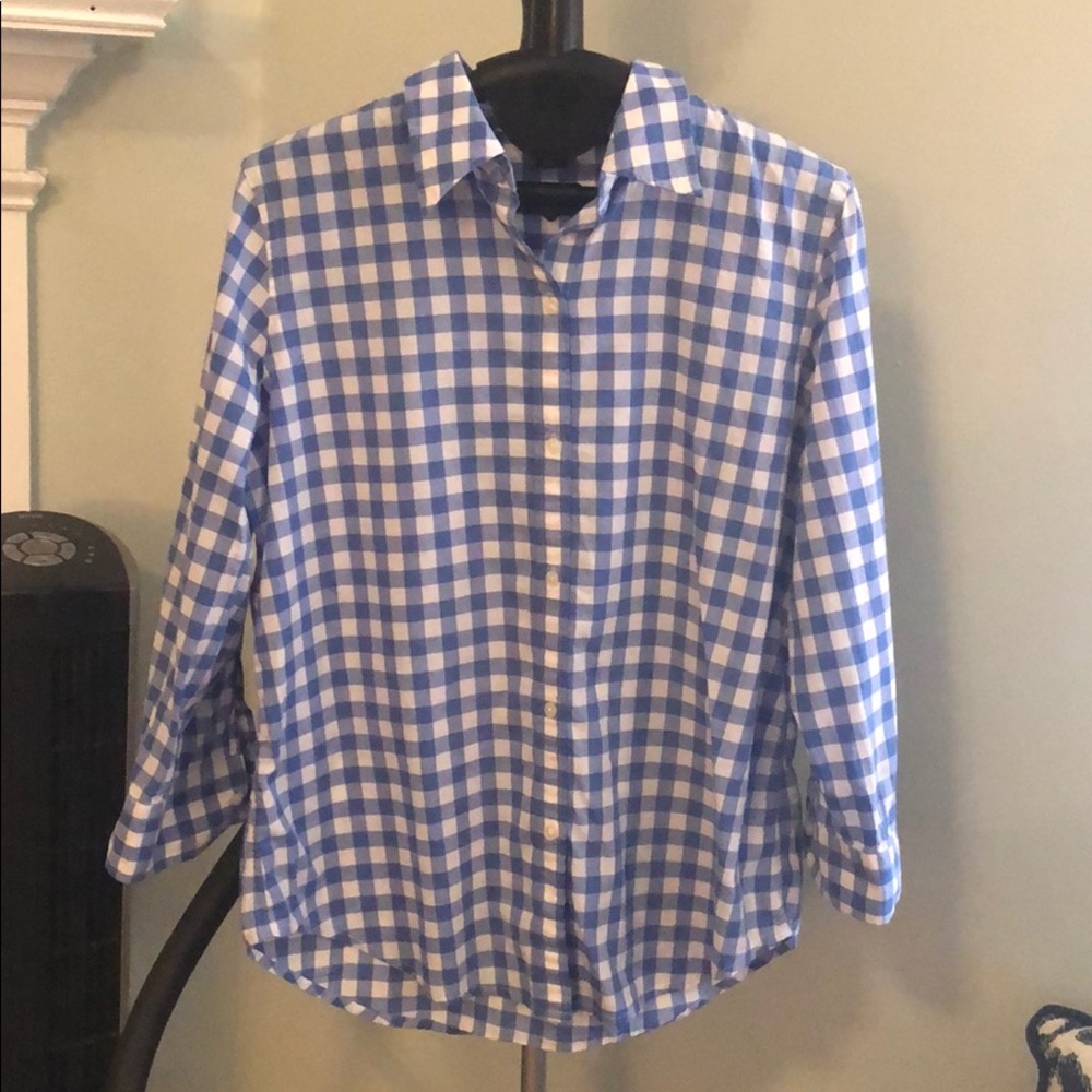 American living blue and white gingham shirt